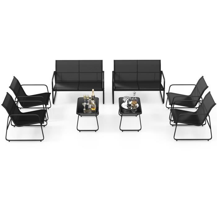 COSTWAY Ensemble 2 Table Basse de Jardin avec 4 Chaises