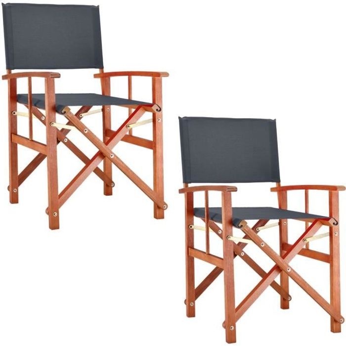 deuba| 2x chaises de jardin « cannes » | anthracite | pliable • bois d'eucalyptus certifié fsc® • design réalisateur | fauteuils