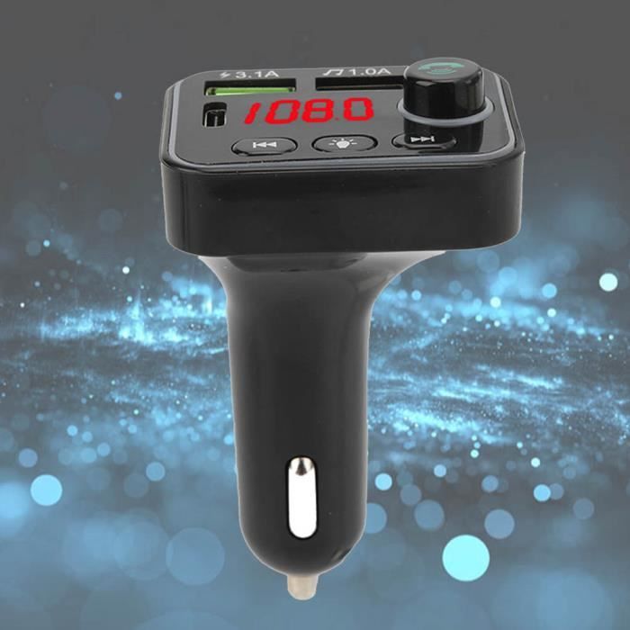 Dww- Noir  Emetteur Fm Bluetooth, Kit Adaptateur Radio Sans Fil Pour Lecteur Mp3 Bluetooth Chargeur Dmetteur Fm De Voiture Avec Deux Ports Usb 5v2
