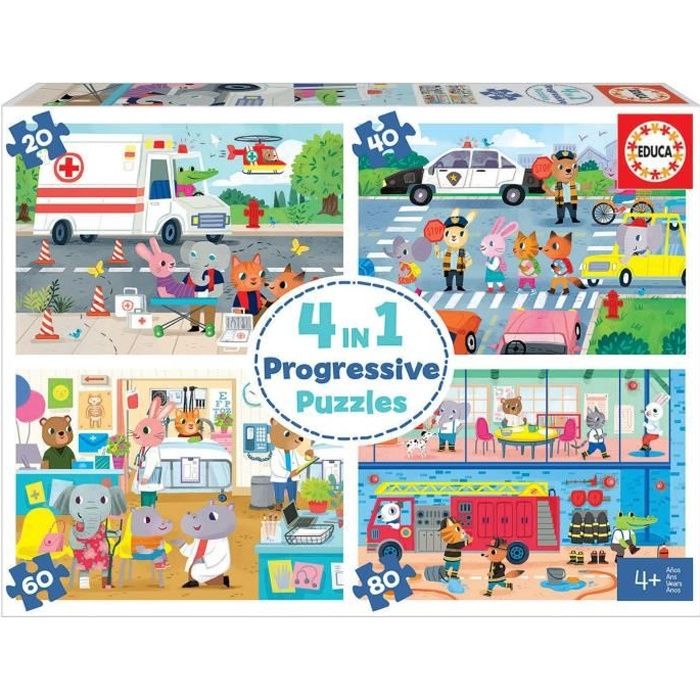 Puzzle Progressif - EDUCA - Héros en Action - Enfant - Moins de 100 pièces
