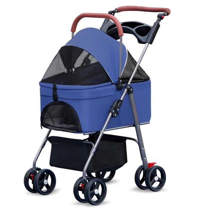 Meilleurs prix pour FLASIDU Poussette Chien 3-en-1, Poussette pour Chien Chat, Voyage Transporteur Amovible, Pliable Portable Landau pour Animaux, Bleu