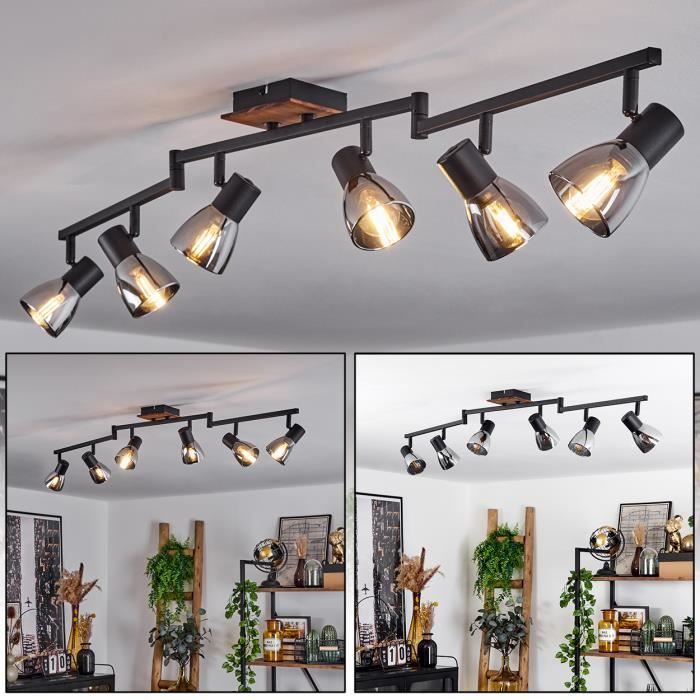 »Buscoldo« plafonnier en métal/bois/verre noir/naturel/fumé ampoule(s) non incluse(s) »Buscoldo« plafonnier en métal/bois/verre noir/naturel/fumé ampoule(s) non incluse(s)