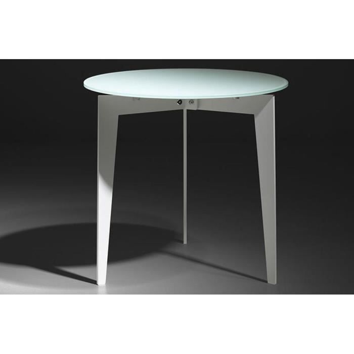 table basse ronde dallas en verre dépoli blanc - pezzani - contemporain - design - 50x50x48 cm