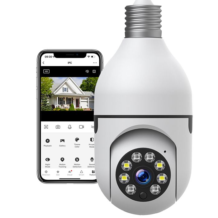 Caméra ampoule de sécurité 1080P WiFi intérieur sans fil 360°Panoramique - CAMCAMP