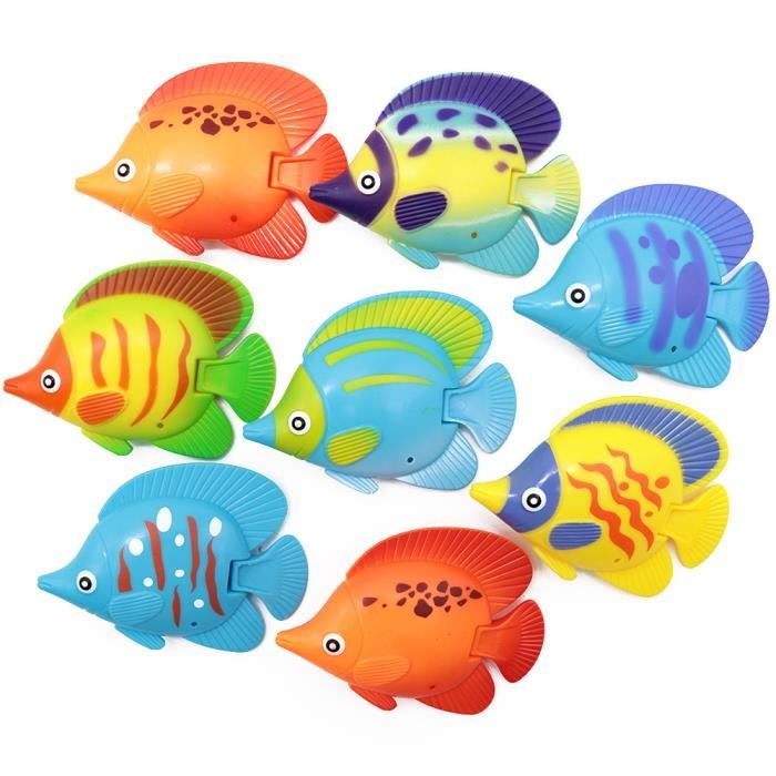 8 Poissons Artificiels Flottants En Caoutchouc Souple – Jouets De Bain, Piscine, Décoration Aquarium