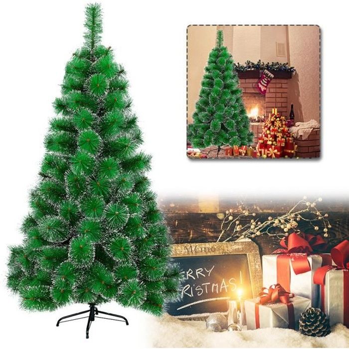 Sapin De Noël Artificiel Vert 120cm - PVC Avec Base Plastique, 200 Branches, Facile à Installer, Pour Décoration Intérieure & Extérieure