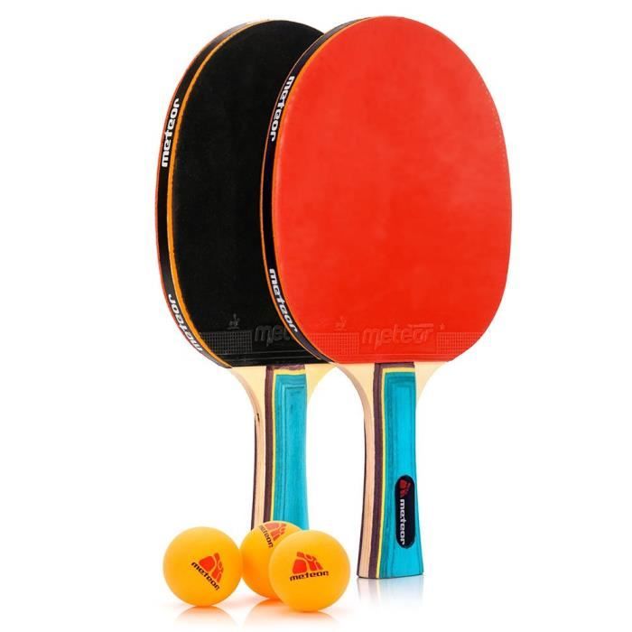 Ensemble de raquettes de Ping Pong - meteor Zephyr - Professionnel 2 Raquettes de Tennis de Table + 3 Balles de Ping-Pong