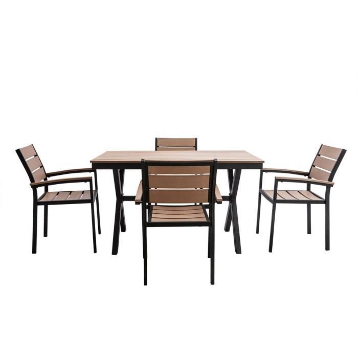 Miliboo Salon De Jardin Avec Table Et 6 Chaises Noir Et Bois