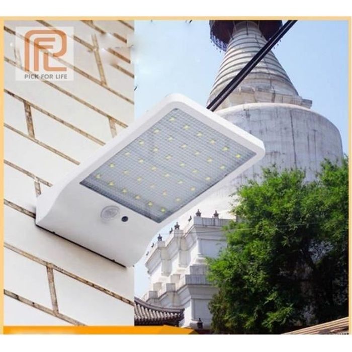 Lampe solaire LED extérieur détecteur mouvement PIR projecteur mural  terrasse