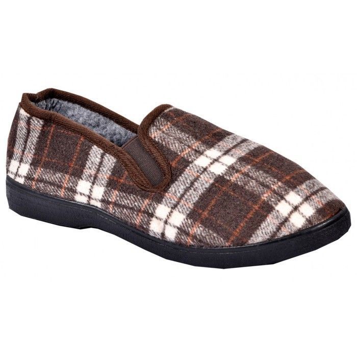 Pantofole Charentaise Uomo OZABI PREMIUM - Modello MU9986 In Tessuto Marrone - Calde E Comode Con Suola Rigida E Fascia Elastica - Taglia 42 - Lavabili In Lavatrice