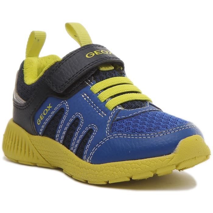 Geox Baskets légères pour enfants GEOX J Sveth B - Marine Jaune - Tige synthétique - Fermeture à sangle unique