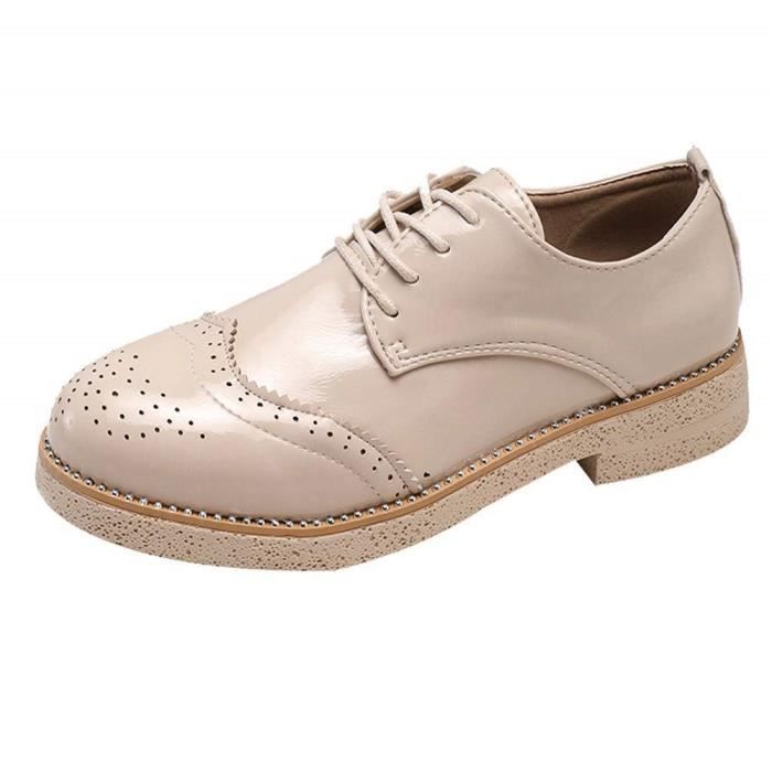 Chaussures Nouveau Courtes à Britannique Lacets en Plat Chaussures Femmes Cheville Style Automne Cuir Bottes FemmeMode Hiver OPnwk0