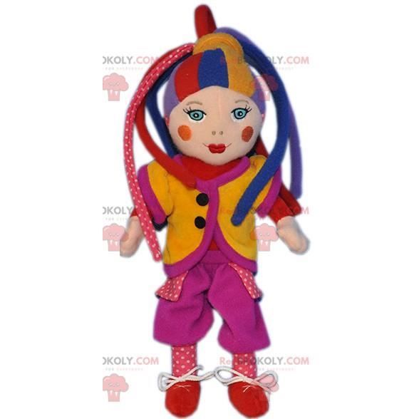 Poupée Clown Arlequin Décorative - 19cm, Multicolore, Style Rétro, Tissu Et Céramique