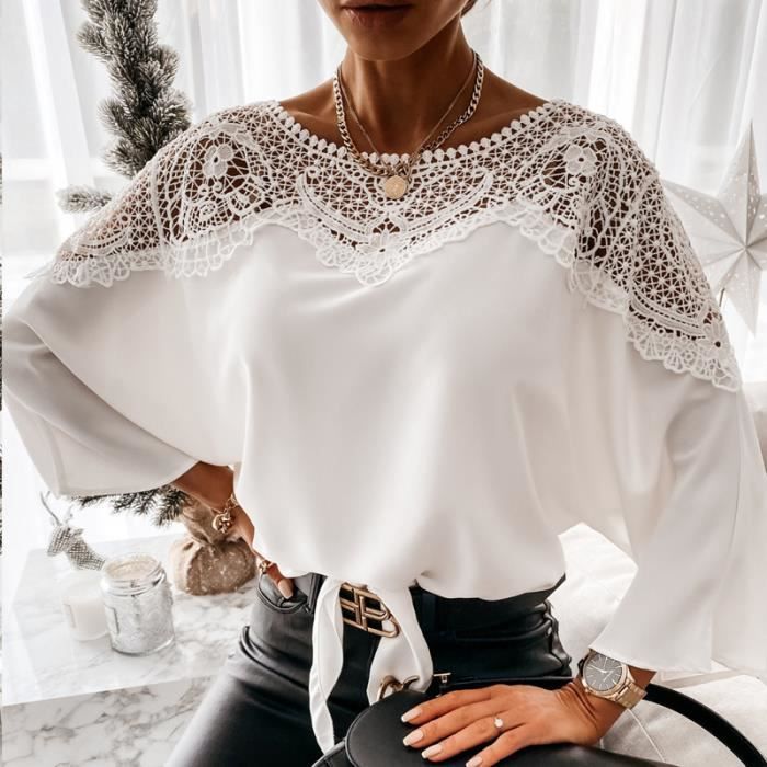 Chemisette Femme Xanaka Blanche - Taille S - Motif Fleurs Et Rayures - Occasion Très Bon état