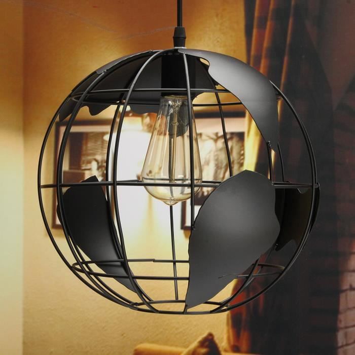 Suspension Plafonnier Globe Terrestre NEUFU - Noir - 1 Ampoule - 40W - Métal