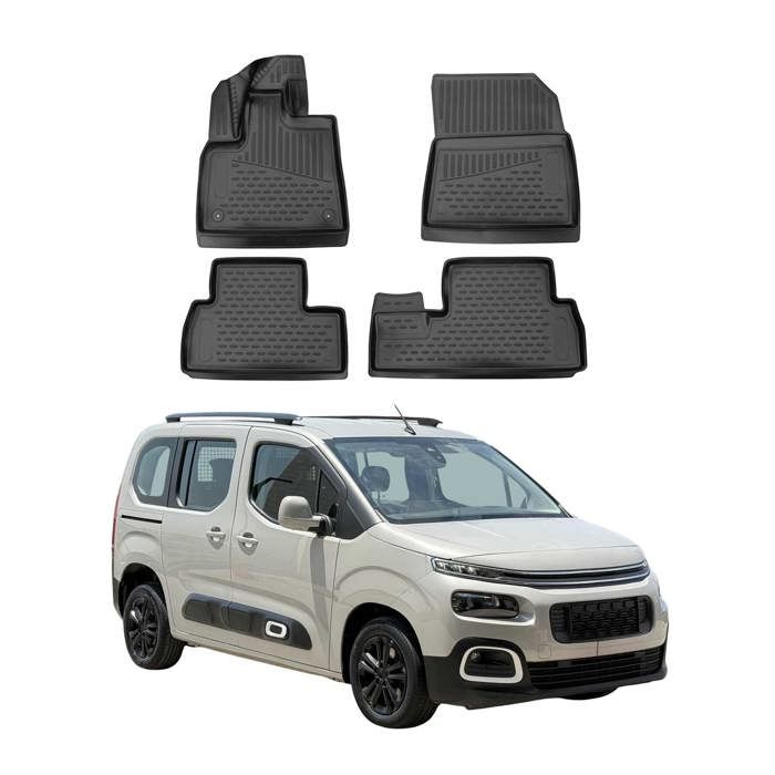 Tapis De Sol Pour Citroën Berlingo 2018-2025 - Caoutchouc Noir, Antidérapant, Imperméable, Facile à Nettoyer