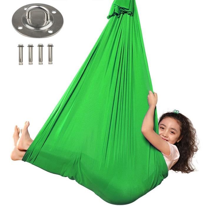 OTITU Balançoire Élastique Pour Enfants – Planche En U, Siège Souple Et Corde Réglable 10 Mm – Jeu Extérieur Résistant Aux Intempéries – Vert Pomme