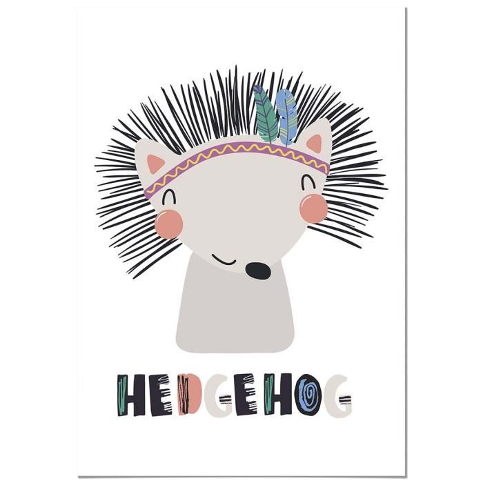 Panorama Poster Pour Chambre D Enfants Animaux Herisson 21x30cm Imprimee Sur Poster 250gr Decoration Murale Chambre Enfant Cdiscount