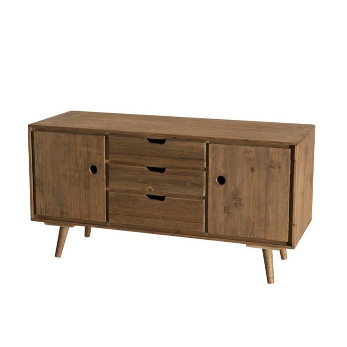 MACABANE ANDREW - Buffet scandi marron bois 2 portes 3 tiroirs Sapin MACABANE ANDREW - Buffet scandi marron bois 2 portes 3 tiroirs Sapin