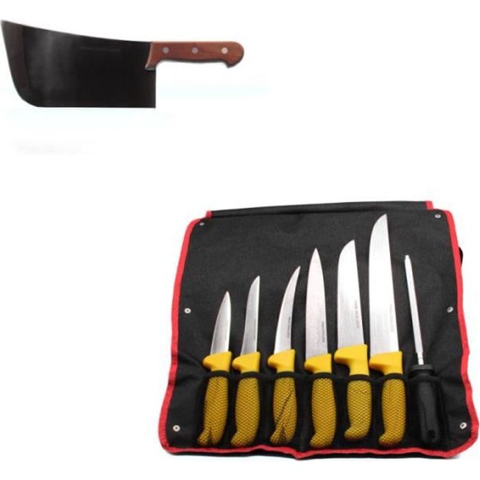 Sacoche de couteaux professionnel , et feuille de boucher lame arrondie pradel excellence