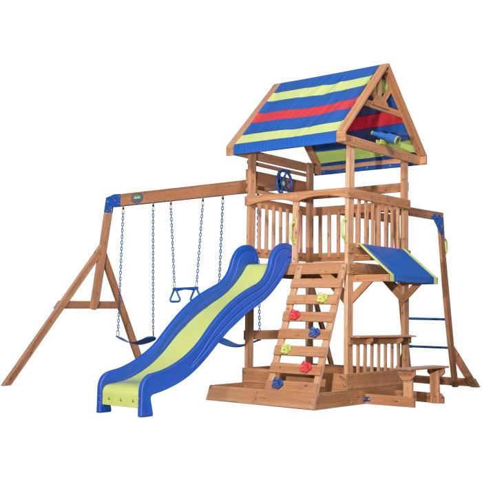 Aire de jeux en bois Northbrook avec balançoire toboggan bac à sable et snack-bar - Backyard Discovery