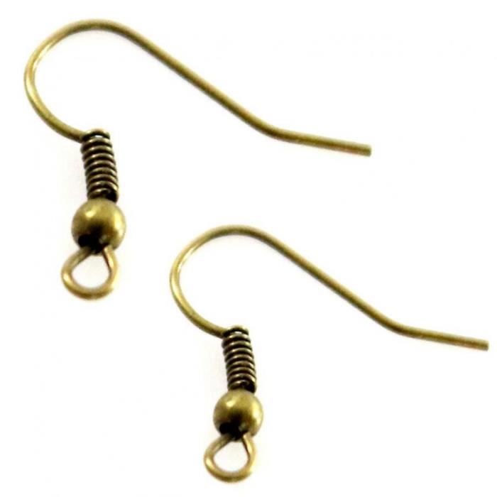 Accessoires création crochets boucle d'oreille attache 18 mm (50 pièces) Bronze