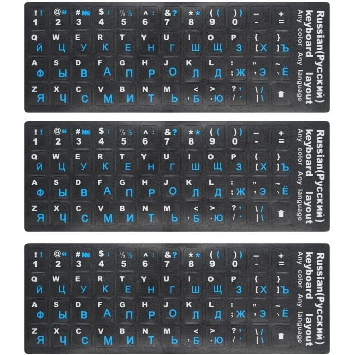 Lot De 6 Autocollants Pour Touches De Clavier - Lettres Anglaises, Noir Mat, PVC - Pour Ordinateur Portable Et Bureau - 12