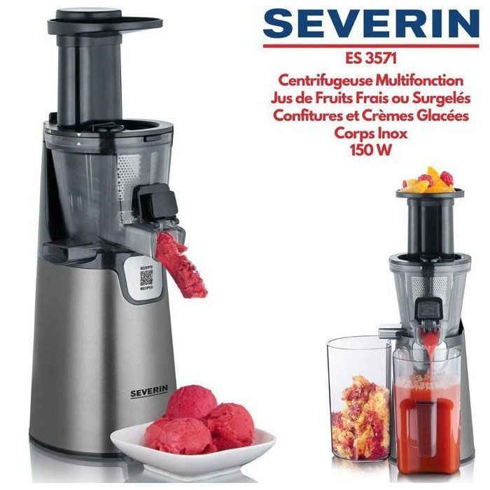 Centrifugeuse SEVERIN ES 3571 - 150W - Acier inoxydable - Noir/Gris métallisé