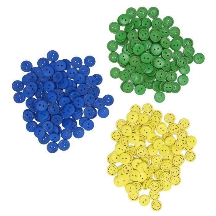 Lot De 6 Boutons Ronds 2 Trous Jaune - Taille 12 Mm - MYMERCERIE - 3