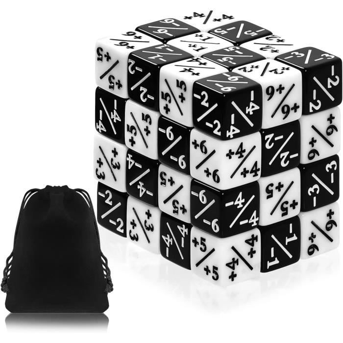 Lot De 48 Dés Compteurs Hossom – D6 Pour MTG, Jeux De Cartes, 2 Couleurs, Avec Sac De Rangement, 16 Mm