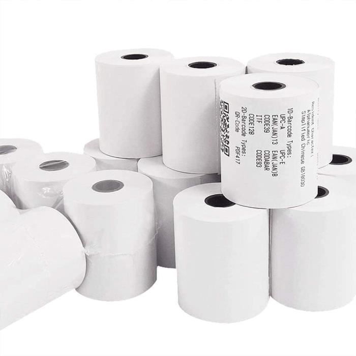 Lot De 20 Rouleaux De Caisse Thermique 57x40 Mm - Pour Terminaux De Paiement