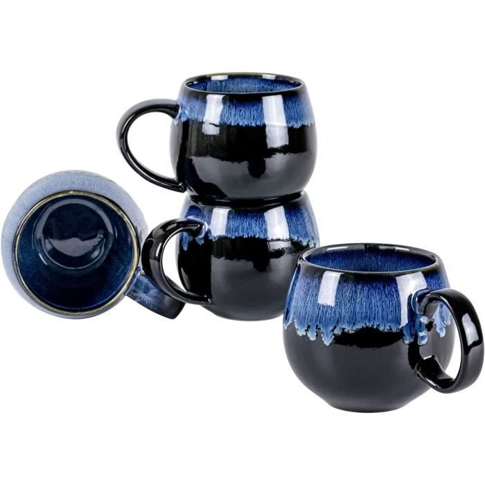 Set De 4 Tasses à Café UNICASA - Porcelaine 530ml, Vert Rétro, Lavable Au Lave-Vaisselle