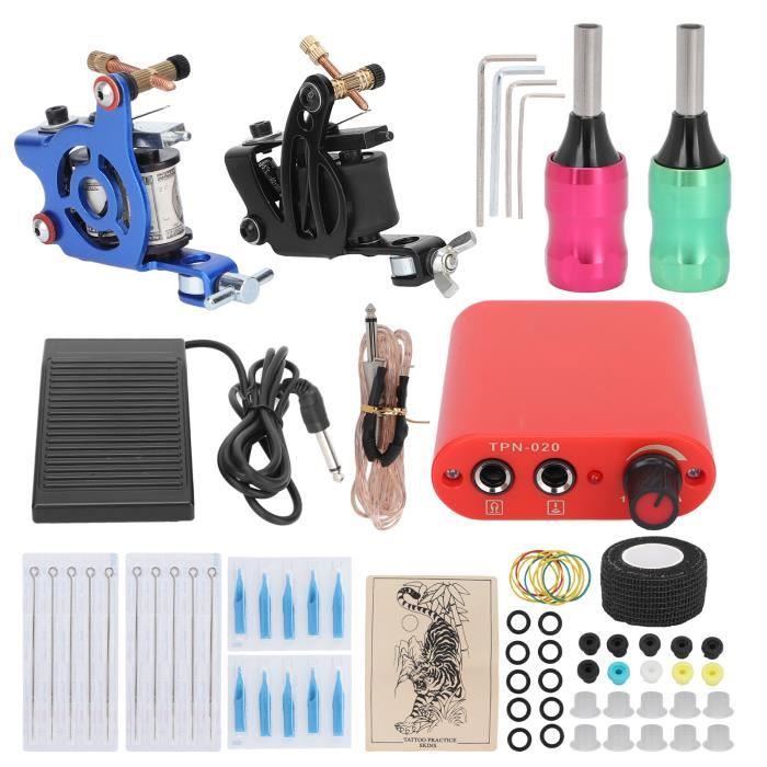 Tbest Kit de machine à tatouer Kit de tatouage complet 10 Wrap Shader 8 Wrap Liner Coil Machine
