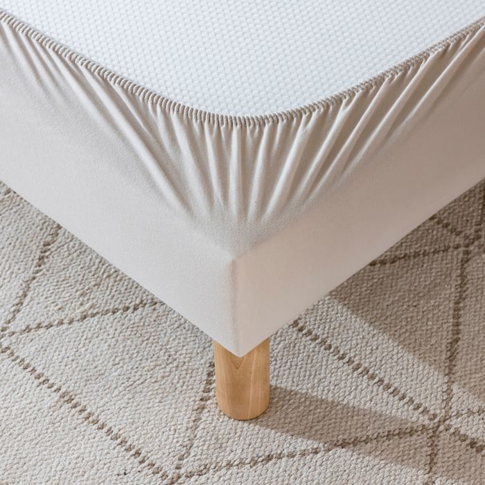 Cache-sommier coton jersey beige 120x200 - Beige - Terre de Nuit Cache-sommier coton jersey beige 120x200 - Beige - Terre de Nuit