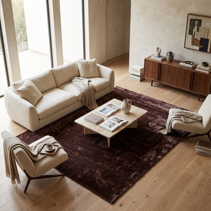 Tapis uni tout doux marron foncé 160x220