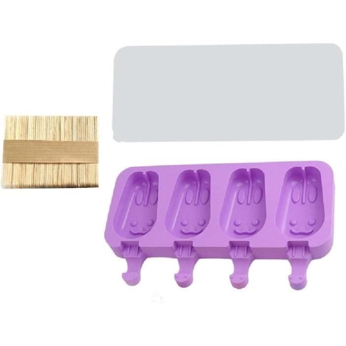 Lot de 6 moules à glace en silicone sur manche - Réutilisable - En silicone - Avec brosse de nettoyage et entonnoir en silicone - Pour enfants et adultes - Sans BPA