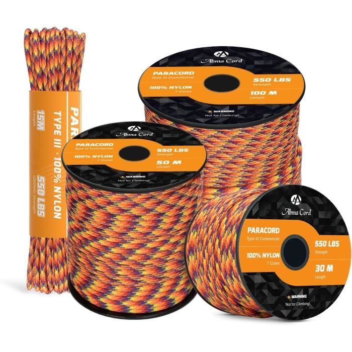 Kit Paracorde 550 - 36 Couleurs Différentes - 3 M Par Corde - Pour Survivalisme, Camping, Bracelets, DIY