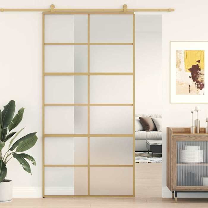vidaXL Porte coulissante 102 5x205 cm Doré - vue 3