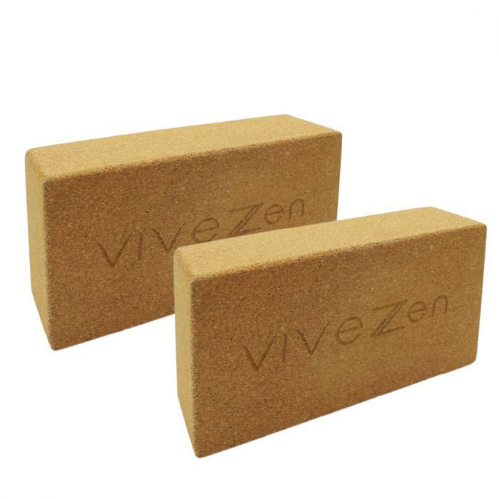 Vivezen Lot De 2 Briques De Yoga En Liège 22,5 X 12 X 7,4 Cm - Blocs Stabilité Naturels