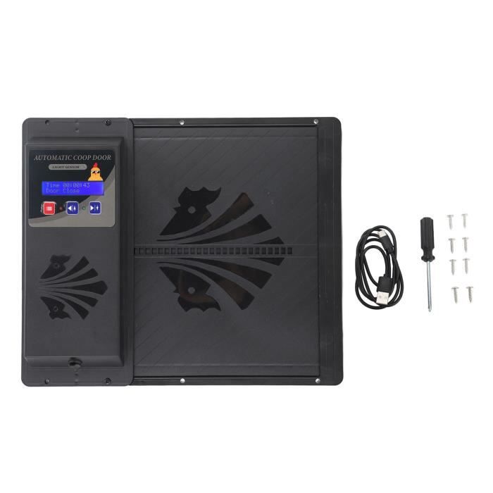 Comparer les prix de Vvikizy Ouvre-porte automatique de poulailler avec minuterie Ouvre-porte automatique de poulailler, ouverture jardin filet Noir