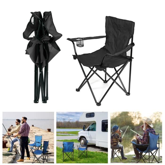 Chaise De Camping Pliante OVERMONT XXL - Dossier Haut, 150 Kg, Porte-gobelet - Pour Randonnée, Pêche - 9