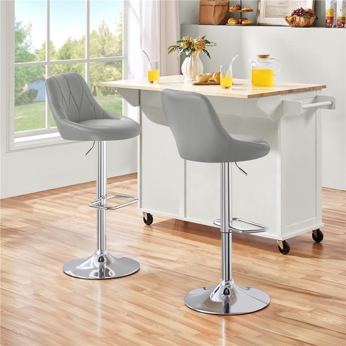 Yaheetech Lot de 2 Tabourets de Bar en Similicuir Hauteur Réglable de 86 cm à 107 5 cm Chaises de Bar Assise Gris Clair Yaheetech Lot de 2 Tabourets de Bar en Similicuir Hauteur Réglable de 86 cm à 107 5 cm Chaises de Bar Assise Gris Clair