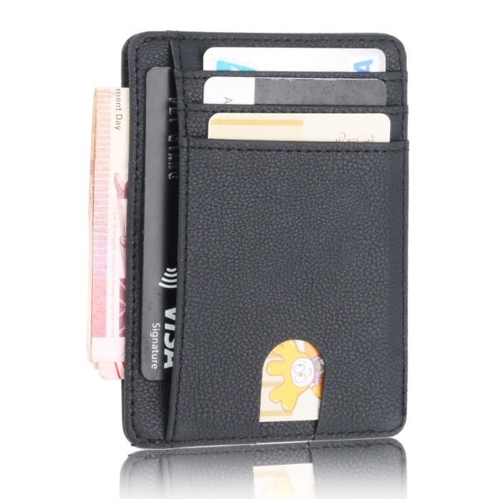 Portefeuille Minimaliste Fin, Porte-Cartes de Crédit avec Blocage Anti  RFID, Les Femmes Hommes,le noir - Cdiscount Bagagerie - Maroquinerie