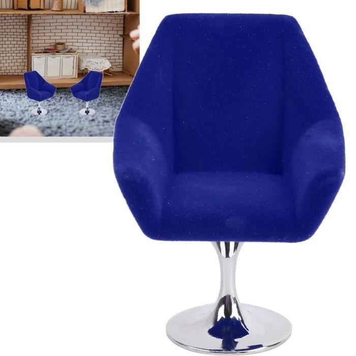 Miniature Fauteuil Odoria 1/12 – Maison De Poupée, Bois Et Tissu Rayures Bleu-blanc, 6,4x4,8x7,8 Cm, Pour Décoration, Dès 14 Ans