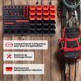 AREBOS Lot de 46 piéces de Rangement empilables | Rouge | Noir | 4 Panneaux arrières | 28 boîtes empilables | 14 Porte-Outils-1