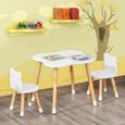 Ensemble table et chaises enfant design scandinave motif ourson - HOMCOM - Blanc-1