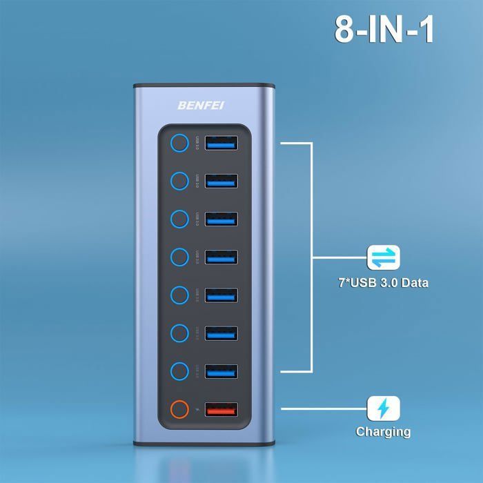 Hub USB 3.0 4 Ports, Hub USB Haute Vitesse 5 Gbps pour le Bureau
