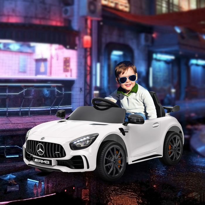 AIYAPLAY Voiture Électrique pour Enfants Licence Mercedes SLC 300 12V Blanc | 5 Km/h, Effets Sonores + Lumineux, Télécommande Parentale 2,4G, Véhicule Électrique Enfant 3 à 6 Ans