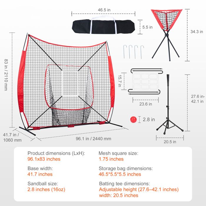 Filet d'entraînement Portable Baseball et Softball-Duoku-7x7 pi ...