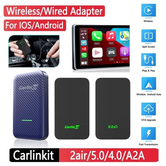 Adaptateur sans fil Carlinkit 2AIR - Apple Carplay/Android Auto - Noir 